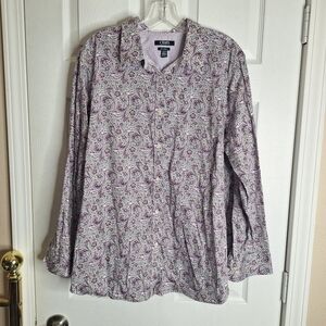 Chaps Ladies Paisley Button Up Wester Shirt - No Iron Size 1X